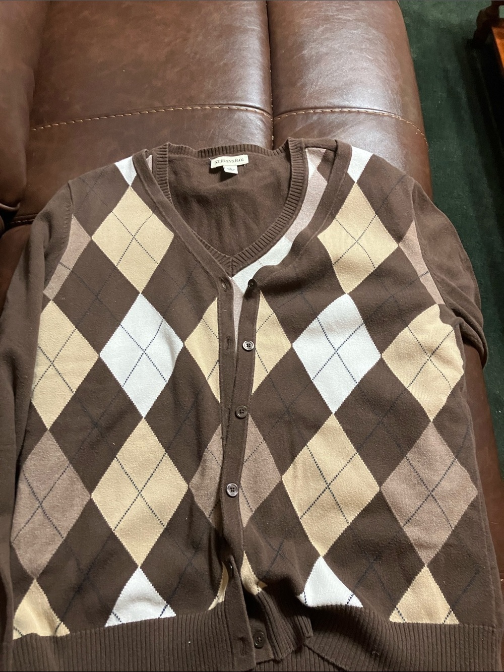 Women Brown Argyle Button-Front Sweater Cardigan